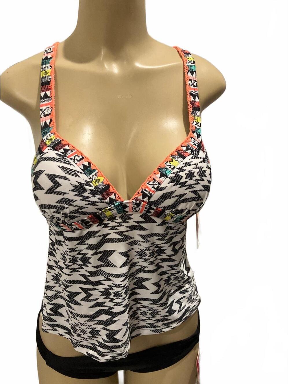 Hula Honey Women's Tribal Print Tankini Swim Top, Size Small